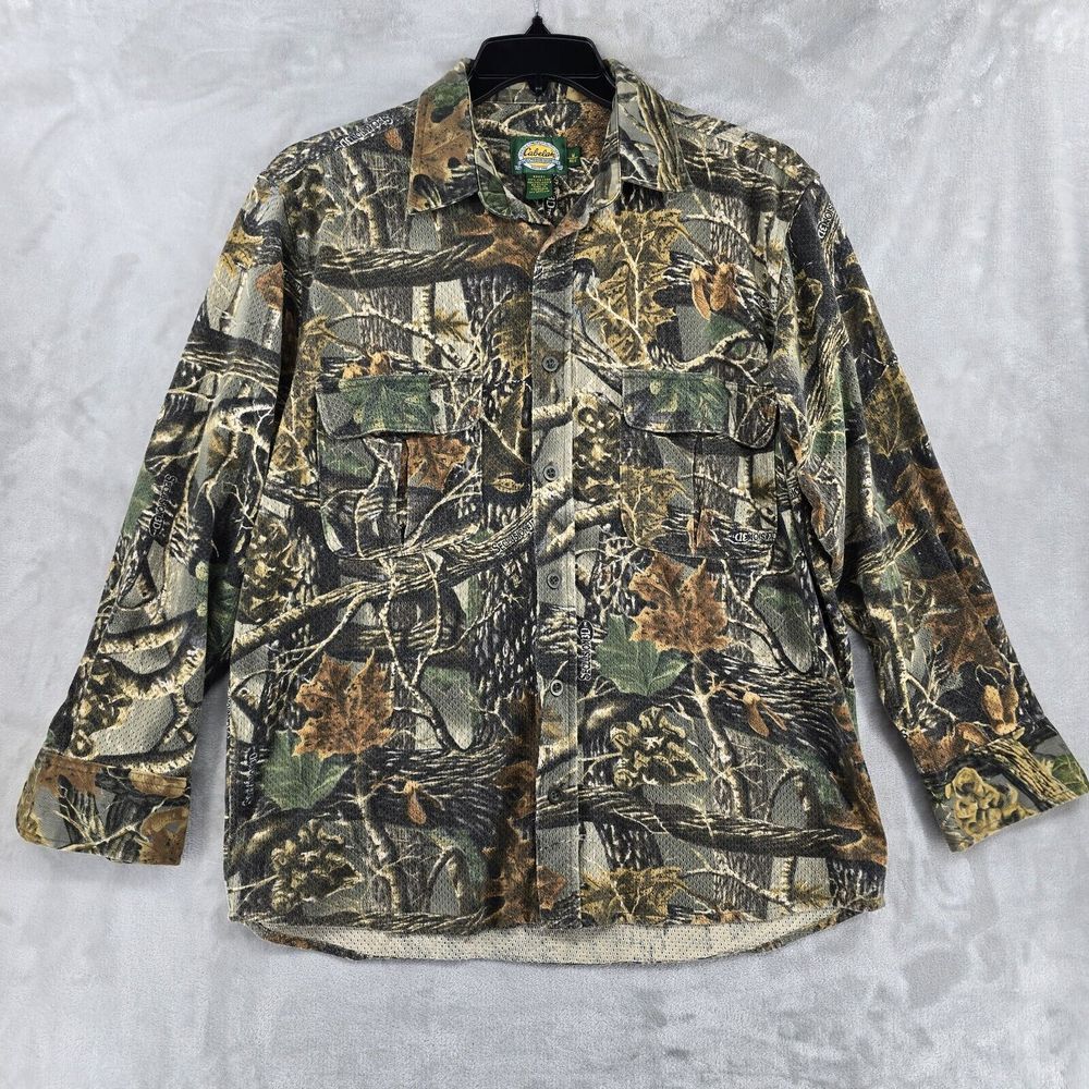 Cabelas Mesh Long sleeve Button Up Oak Camo Seclusion 3d Button Up